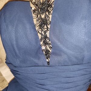 Belsoie Elegant Strapless Blue Dress